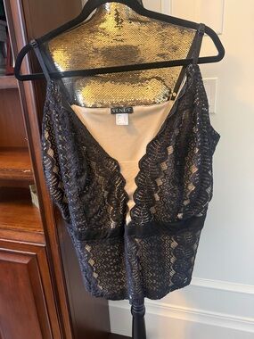 VENUS Black Lace Camisole with Nude Lining